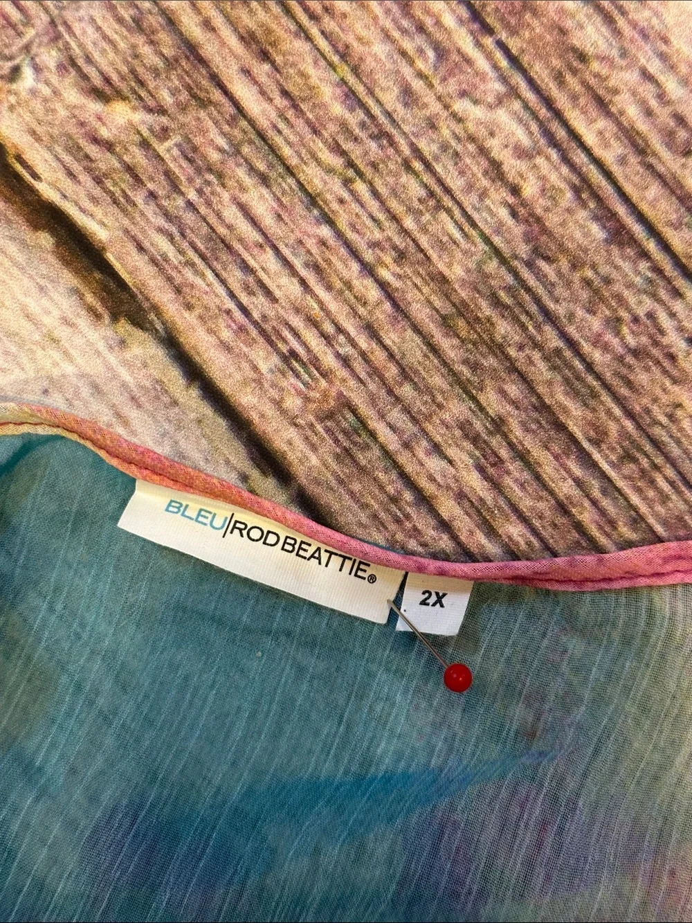 Bleu Rod Beattie Sz 2X Multicolor Rainbow Pom-Pom Swim Coverup - Picture 8 of 10